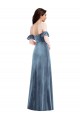 Cheap Ruffle Sleeve Off the Shoulder Velvet Maxi Bridesmaid Dress Canada