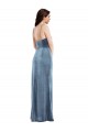 Cheap Spaghetti Strap Velvet Maxi Bridesmaid Dress with Draped Skirt Canada