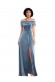 Cheap Draped Cuff Off the Shoulder Velvet Maxi Bridesmaid Dress with Pockets Canada
