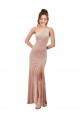 Cheap One Shoulder Stretch Velvet Bridesmaid Dress with Front Slit Canada