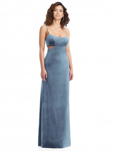 Cheap Spaghetti Strap Long Full Length Velvet Maxi Bridesmaid Dress Canada