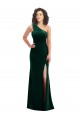 Cheap One Shoulder Velvet Trumpet Bridesmaid Dress with Front Slit Canada