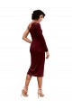Cheap One Shoulder Fitted Short Midi Length Velvet Bridesmaid Dress Canada