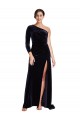 Cheap One Sleeve Long Velvet Bridesmaid Dress with Thigh High Split Canada