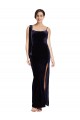 Cheap Long Velvet Bridesmaid Dress with Side Thigh Split and Shoulder Tie Canada