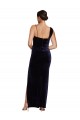 Cheap Long Velvet Bridesmaid Dress with Side Thigh Split and Shoulder Tie Canada