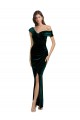 Cheap Long Asymmetric Neckline Ruched Velvet Bridesmaid Dress Canada
