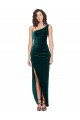 Cheap One Shoulder Velvet Front Wrap Bridesmaid Dress  Canada