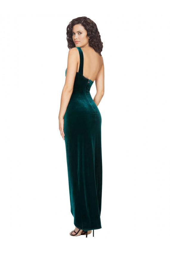 Cheap One Shoulder Velvet Front Wrap Bridesmaid Dress  Canada