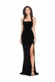 Cheap Halter Neck Wide Straps Long Velvet Bridesmaid Dress with Side Split Canada